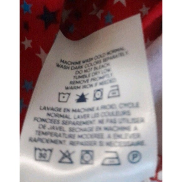 Lands End  Cross-Over Dress Womens Xlg Size 18 Red-Blue White Stars Stretch - Picture 9 of 14